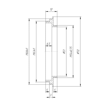 M63x1 male (M68x1 male) to M54x0.75 male thread adapter