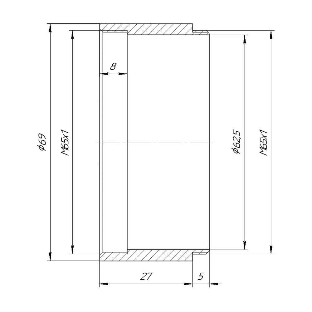 M65x1 female to M65x1 male thread adapter (27mm long extender)