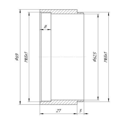 M65x1 female to M65x1 male thread adapter (27mm long extender)
