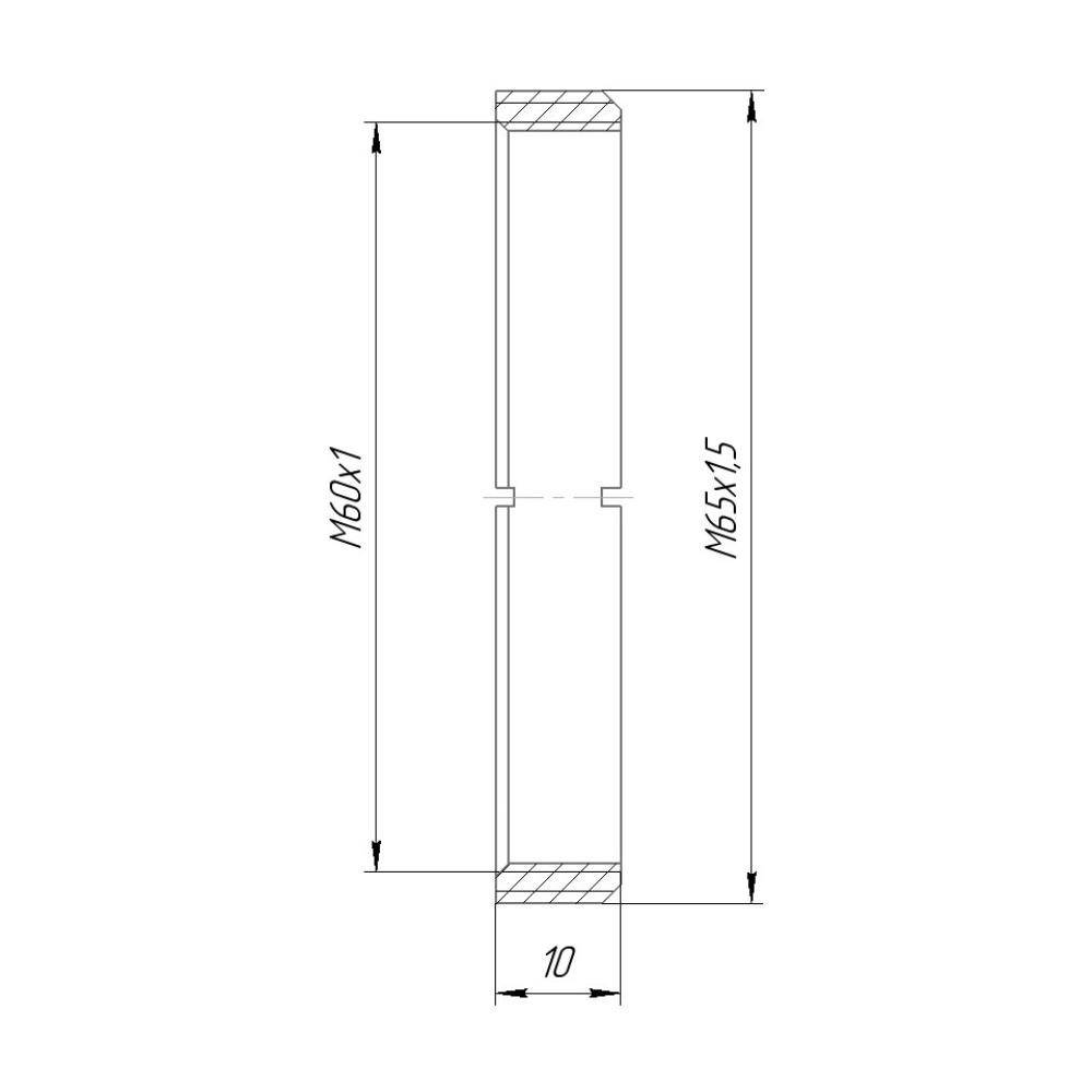 M65x1.5 male to M60x1 female thread adapter