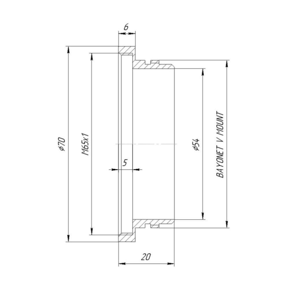 M65x1 female thread to Bayonet V camera mount adapter