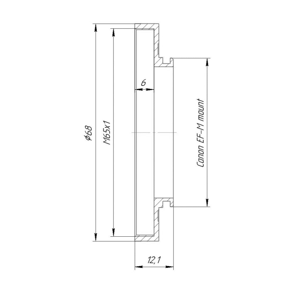 M65x1 female thread to Canon EOS-M camera mount adapter for helicoids