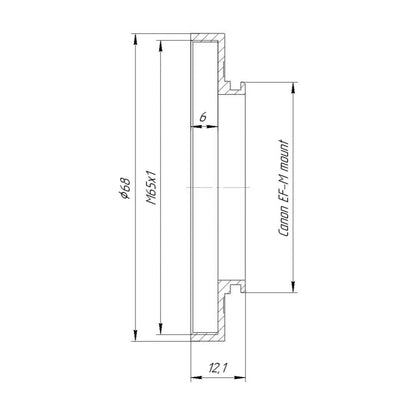 M65x1 female thread to Canon EOS-M camera mount adapter for helicoids