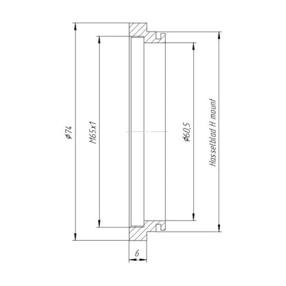 M65x1 female thread to Hasselblad H camera mount adapter