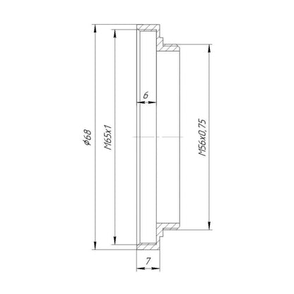 M65x1 female to M56x0.75 male thread adapter for Copal No.3S shutter