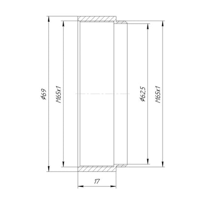 M65x1 female to M65x1 male thread adapter (17mm long extender)