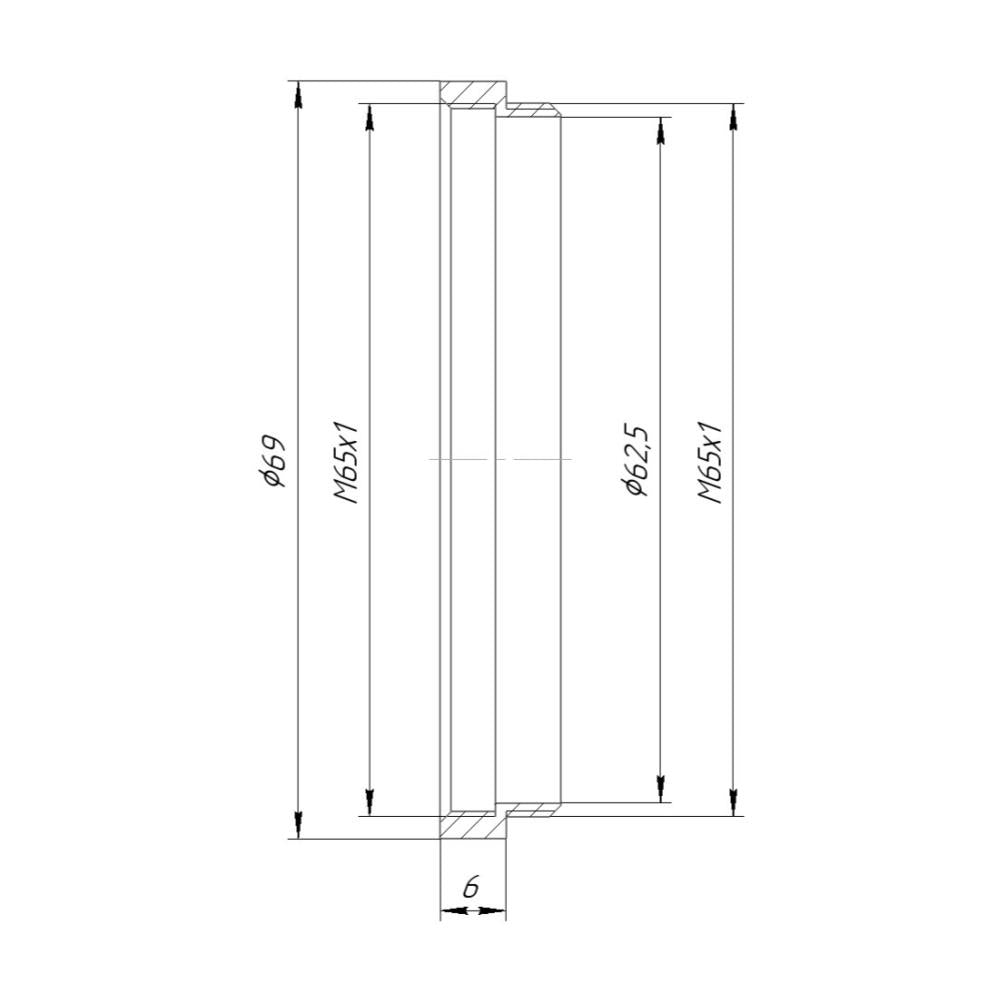 M65x1 female to M65x1 male thread adapter (6mm long extender)
