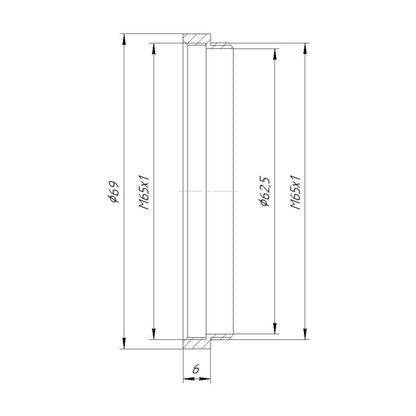 M65x1 female to M65x1 male thread adapter (6mm long extender)