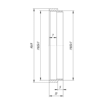 M65x1 female to M65x1 male thread adapter (8mm long extender)
