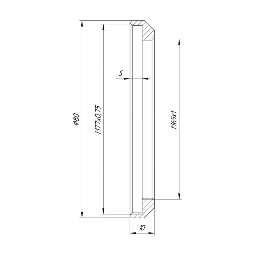 M65x1 female to M77x0.75 female thread adapter