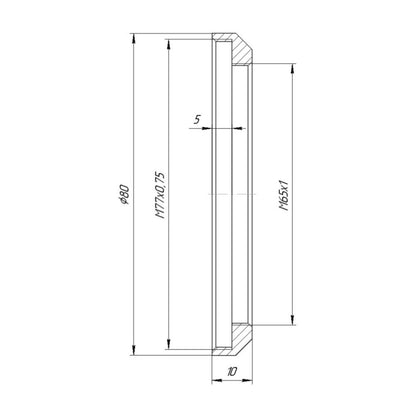 M65x1 female to M77x0.75 female thread adapter