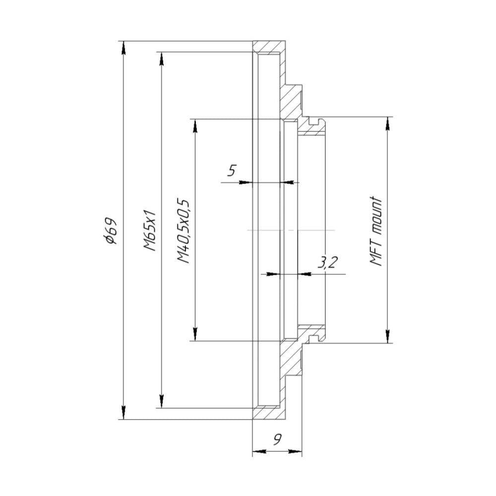 M65x1 female thread to MFT (Micro 4/3) camera mount adapter, long