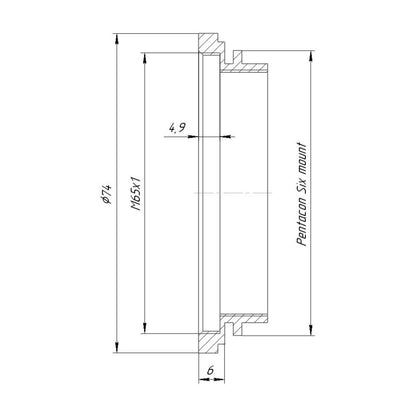 M65x1 female thread to Pentacon Six adapter for helicoids