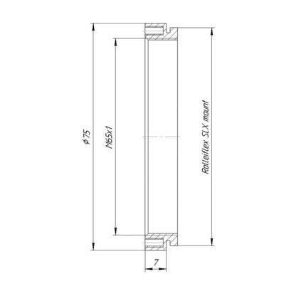 M65x1 female thread to Rolleiflex SLX camera mount adapter