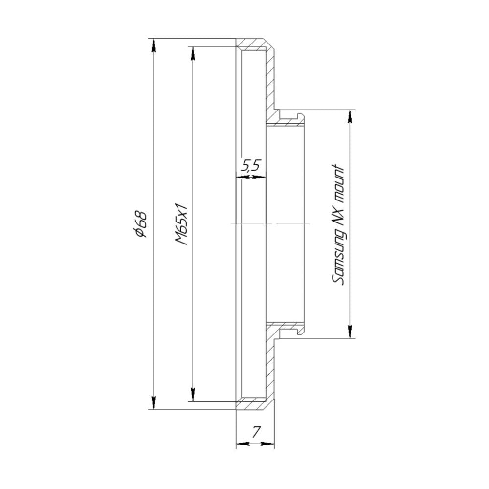 M65x1 female thread to Samsung NX camera mount adapter