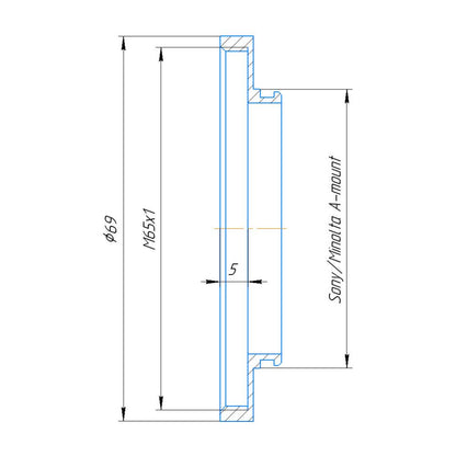 M65x1 female thread to Sony/Minolta A-mount camera adapter