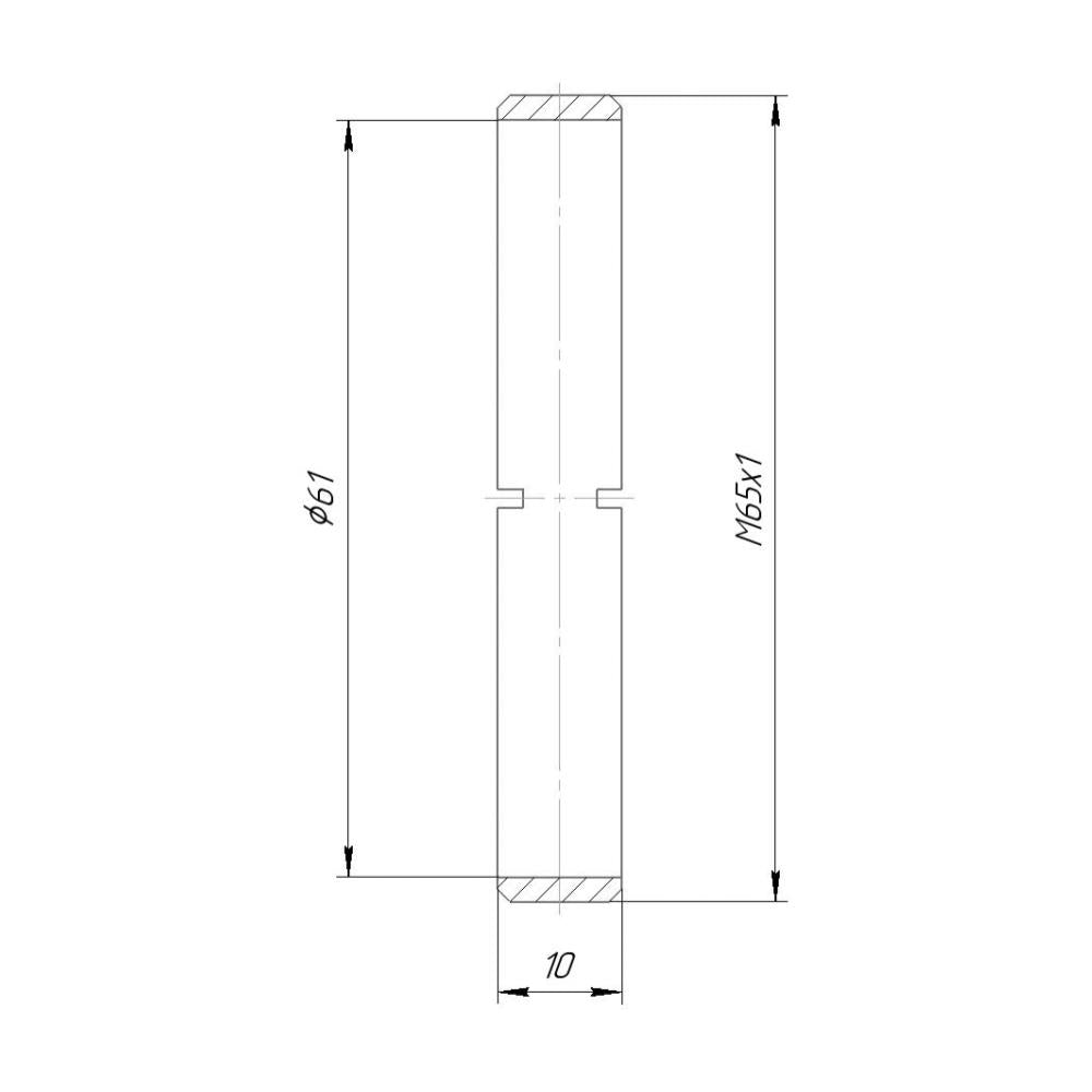 M65x1 male thread coupler, 10mm long