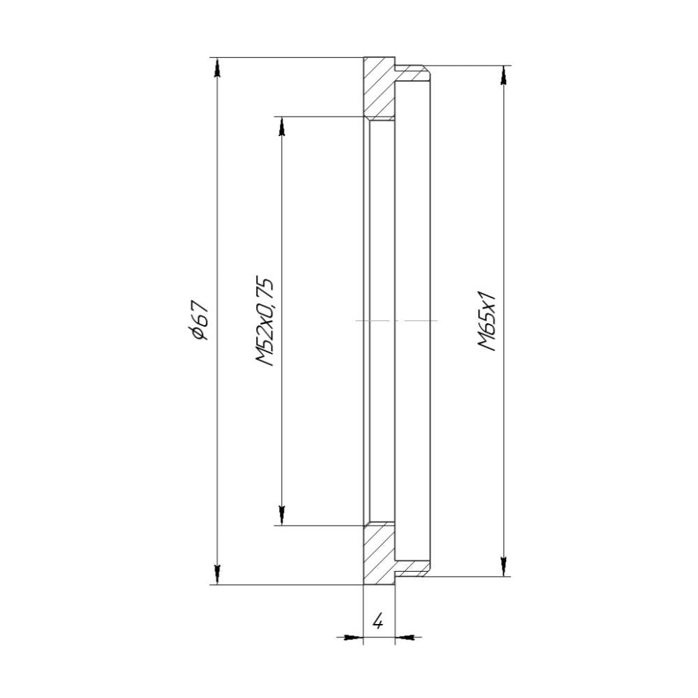 M65x1 male to M52x0.75 female thread adapter