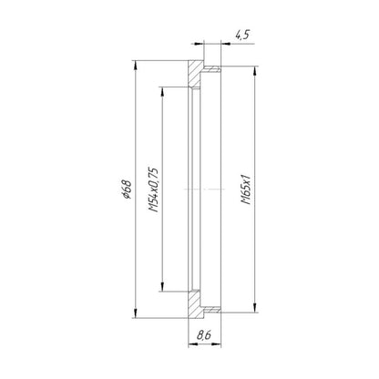 M65x1 male to M54x0.75 female thread adapter