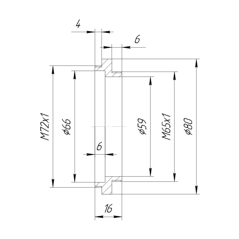M65x1 male to M72x1 male thread adapter