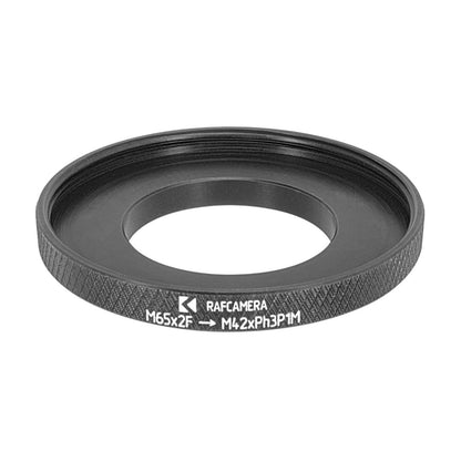 M65x2 female to M42xPh3P1 male thread adapter for Leica Z6, Z16