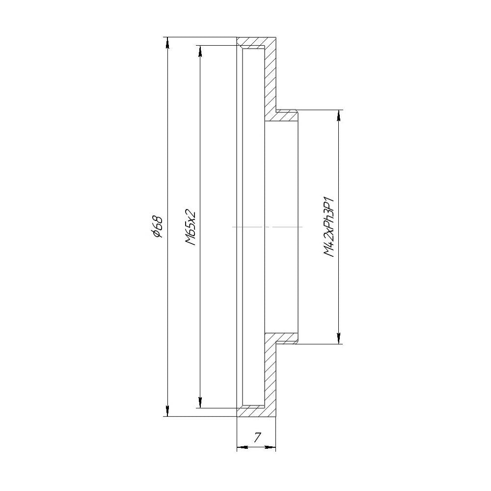 M65x2 female to M42xPh3P1 male thread adapter for Leica Z6, Z16