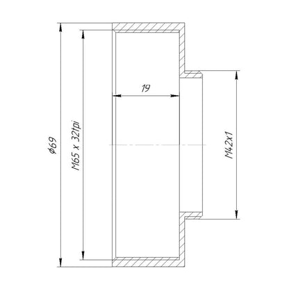 M65x32tpi female to M42x1 male thread adapter for JML f0.85 64mm lens