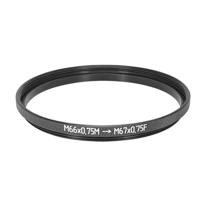 M66x0.75 male to M67x0.75 female thread adapter (66mm to 67mm step-up ring)