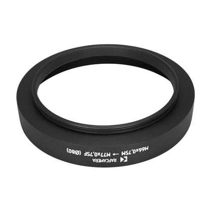 M66x0.75 male to M77x0.75 female thread adapter with 80mm outer diameter