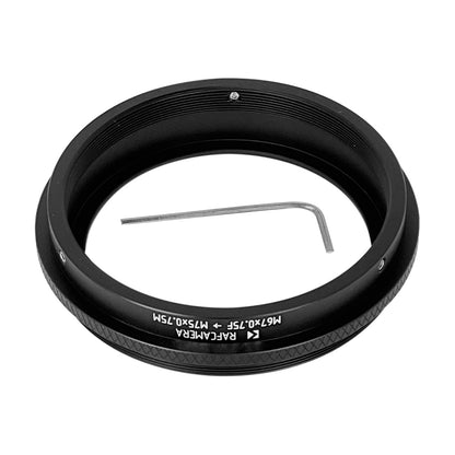M67x0.75 female to M75x0.75 male thread adapter for Sankor 5E