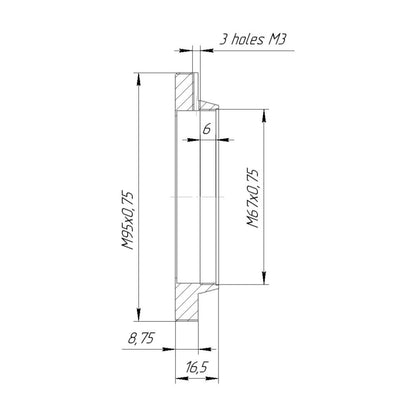 Lock ring to use Rapido FVD-35A on Sankor 5E (M67x0.75 female - M95x0.75 male)