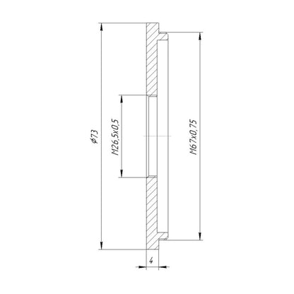 M67x0.75 male to M26.5x0.5 female thread adapter