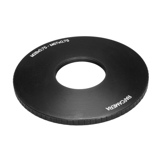M67x0.75 male to M28x0.75 female thread adapter (67mm to 28mm step-down ring)