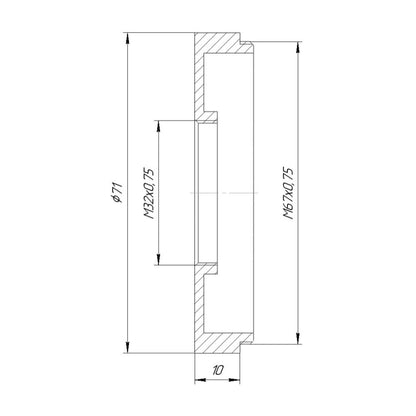 M67x0.75 male to M32x0.75 female thread adapter, DEEP