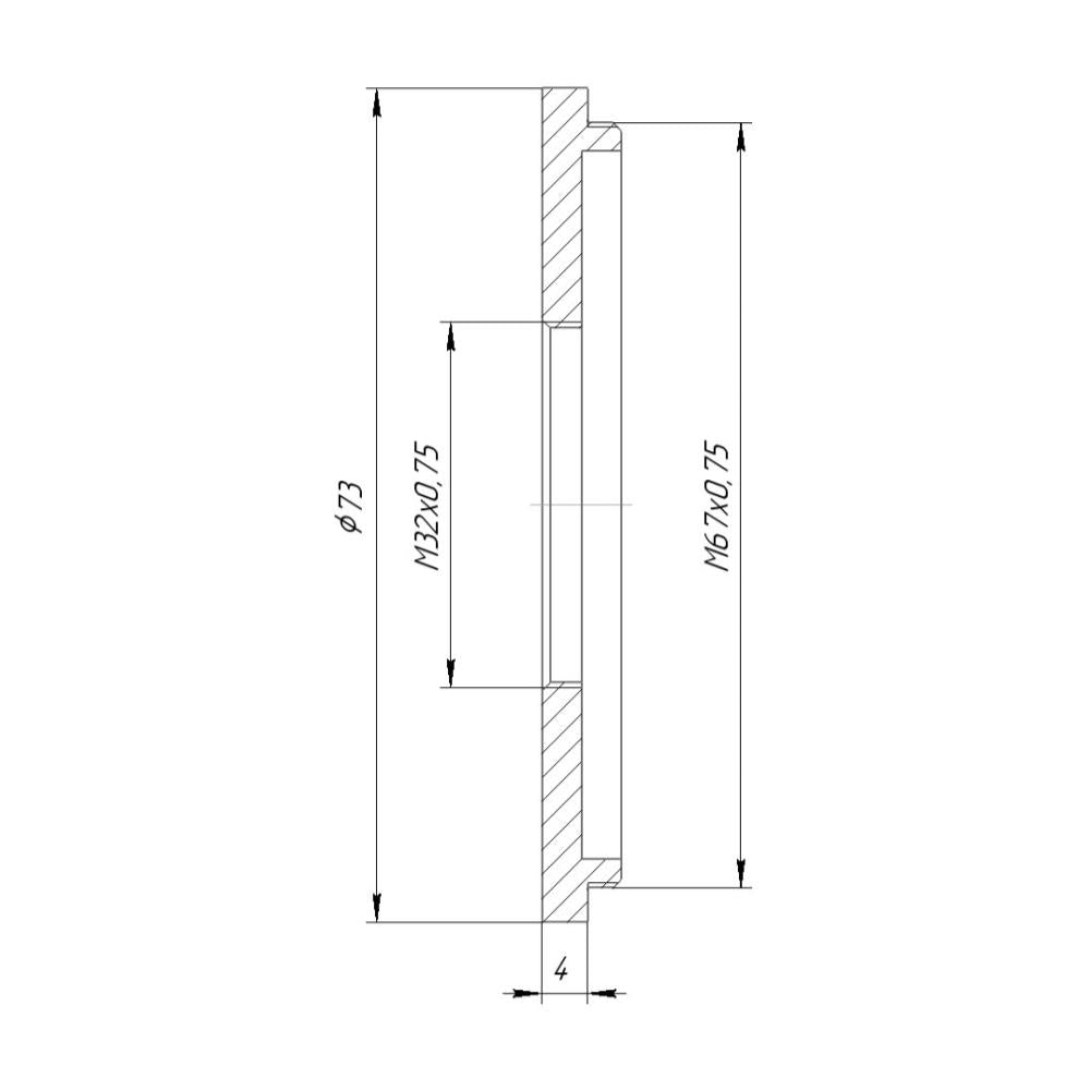M67x0.75 male to M32x0.75 female thread adapter (67mm to 32mm step-down ring)