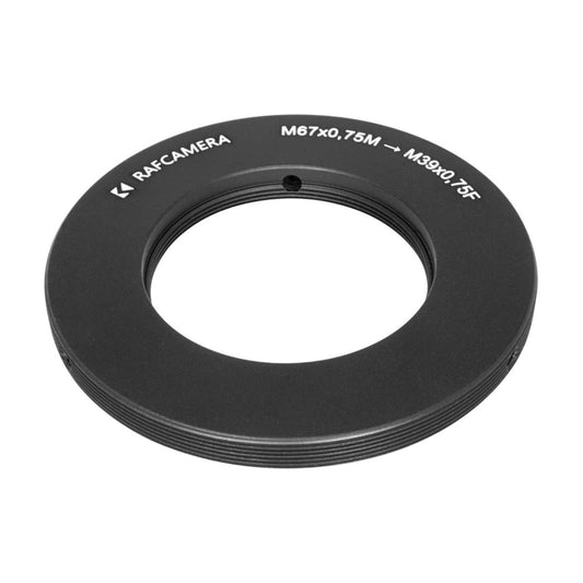 M67x0.75 male to M39x0.75 female thread adapter, flangeless