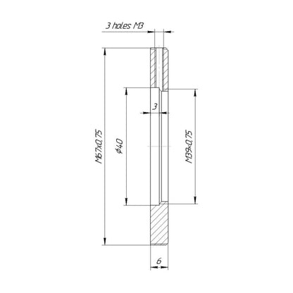 M67x0.75 male to M39x0.75 female thread adapter, flangeless