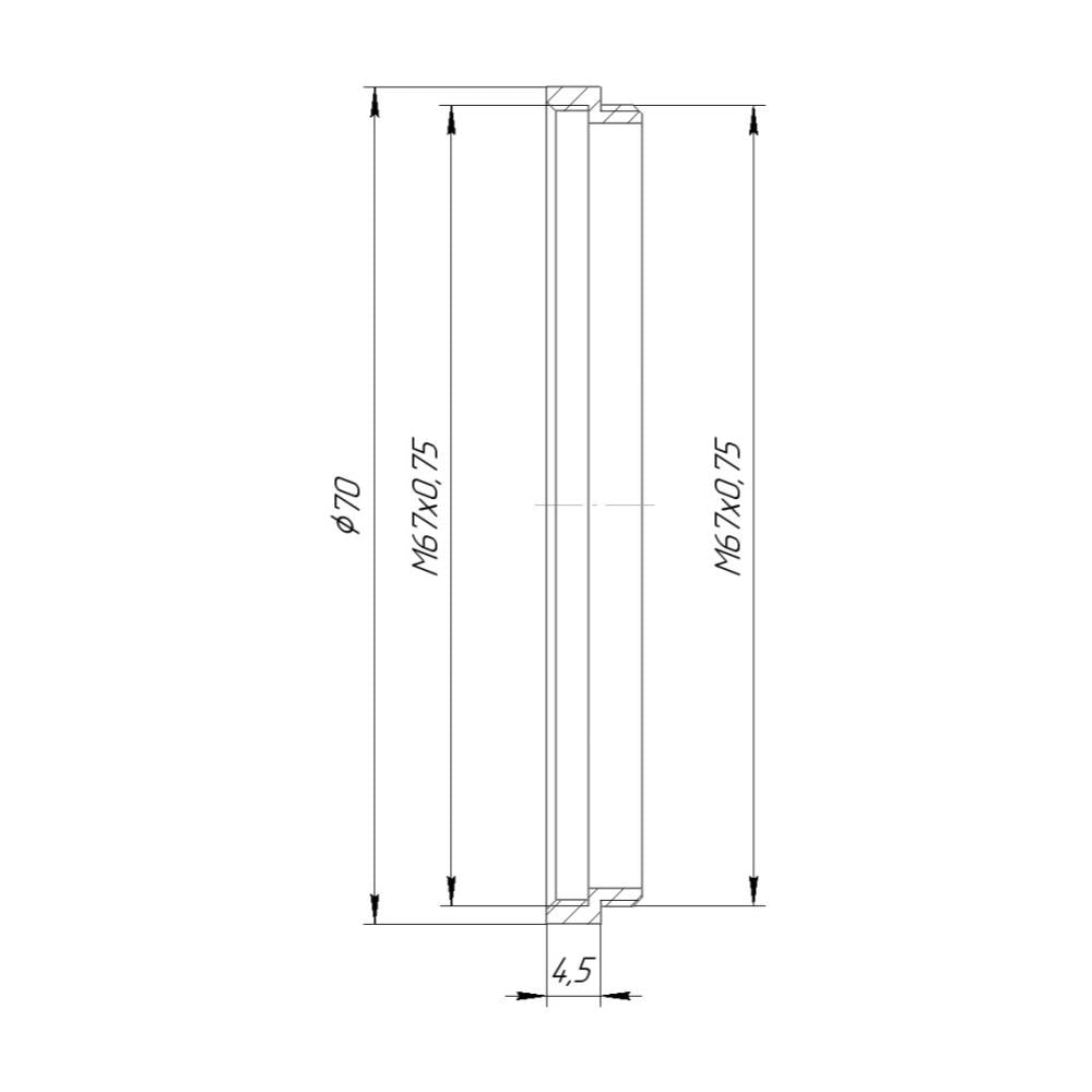 M67x0.75 male to M67x0.75 female thread adapter (4.5mm extender)