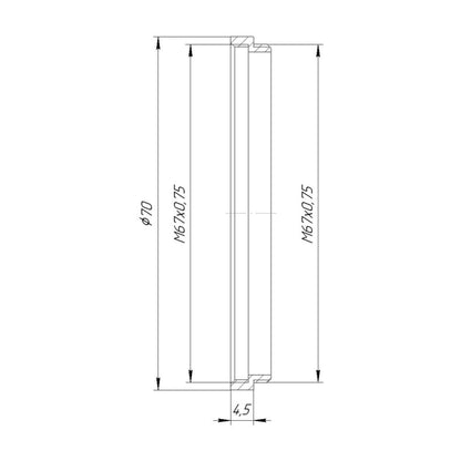 M67x0.75 male to M67x0.75 female thread adapter (4.5mm extender)