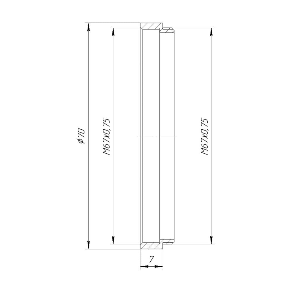 M67x0.75 male to M67x0.75 female thread adapter (7mm extender)
