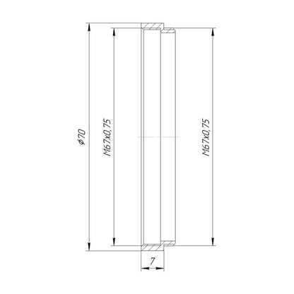 M67x0.75 male to M67x0.75 female thread adapter (7mm extender)
