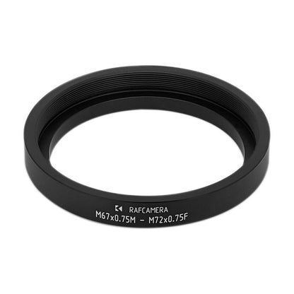 M67x0.75 male to M72x0.75 female thread adapter