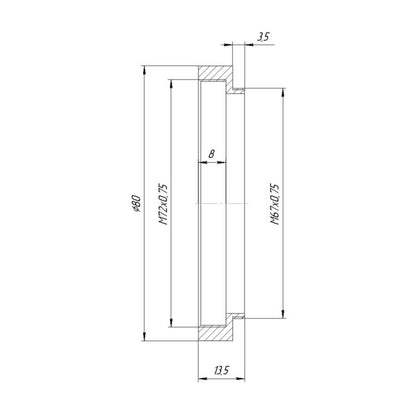 M67x0.75 male to M72x0.75 female thread adapter