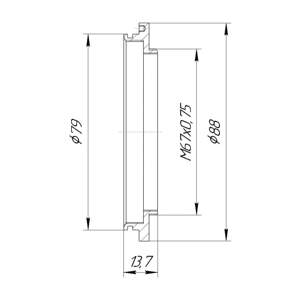 M67x0.75 male thread to Canon Twin Lite MT-24EX adapter