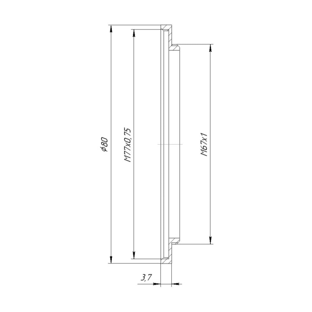 M67x1 male to M77x0.75 female thread adapter