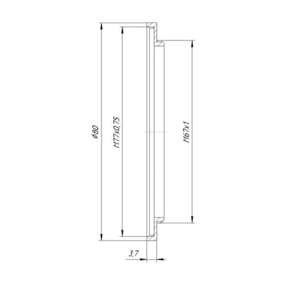 M67x1 male to M77x0.75 female thread adapter