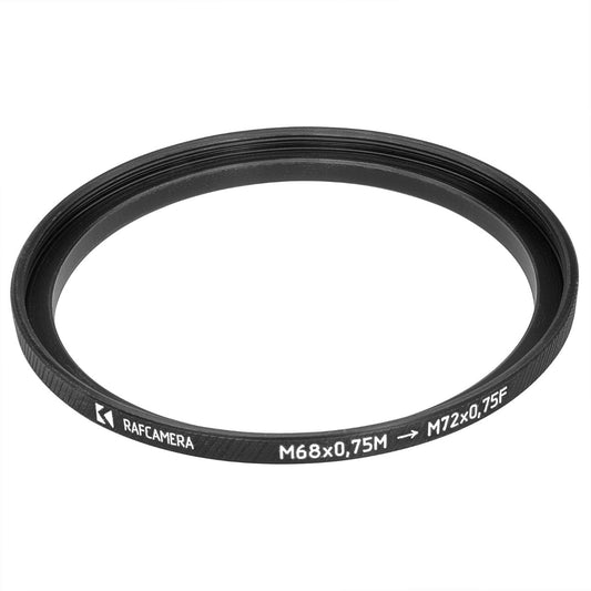 M68x0.75 male to M72x0.75 female thread adapter (68mm to 72mm step-up ring)