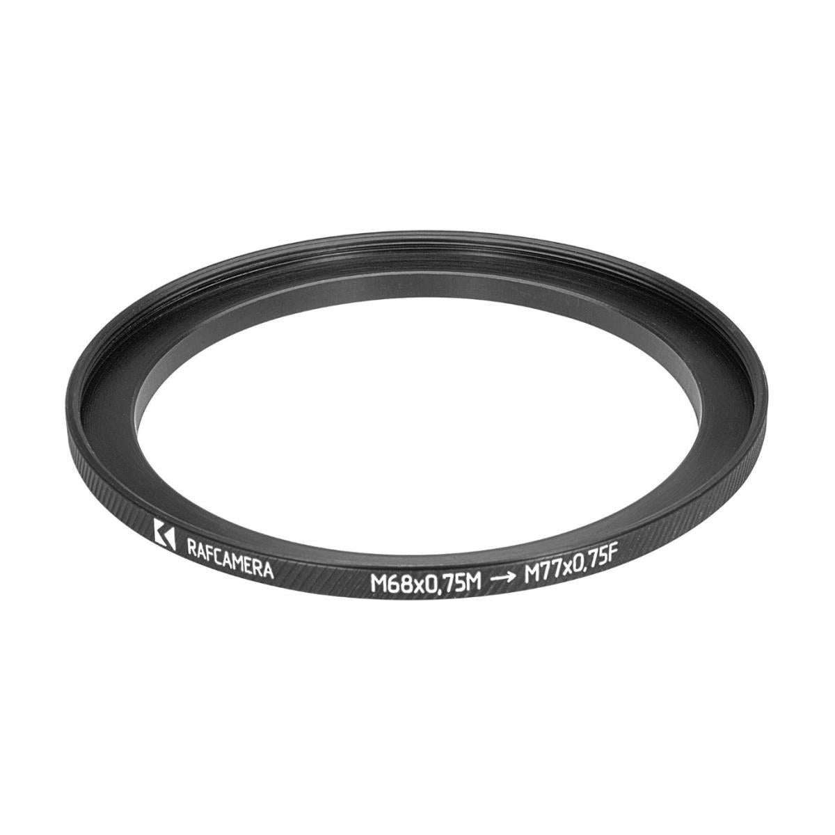 M68x0.75 male to M77x0.75 female thread adapter (68mm to 77mm step-up ring)