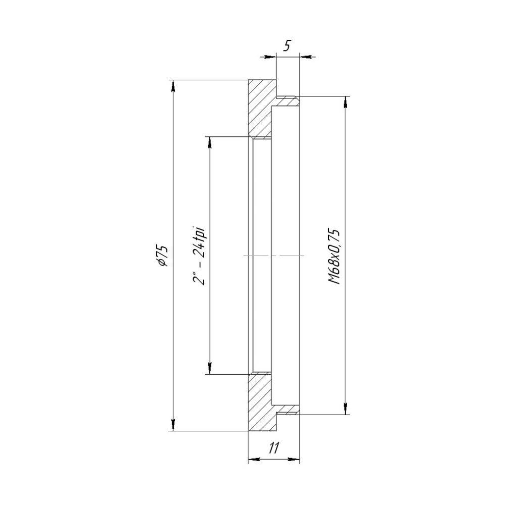 M68x0.75 male to SCT2 female thread adapter
