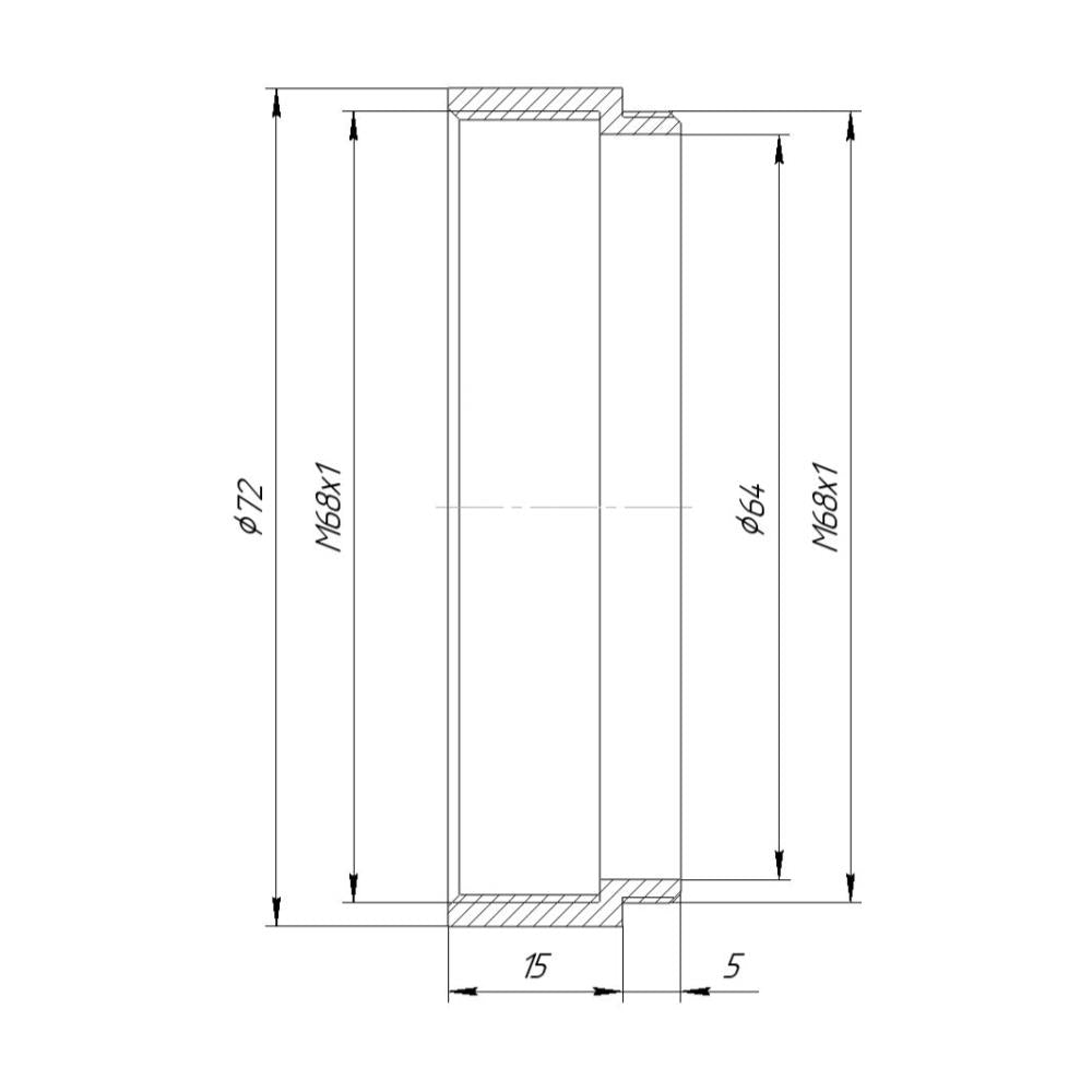 M68x1 female to M68x1 male thread adapter (15mm extender)